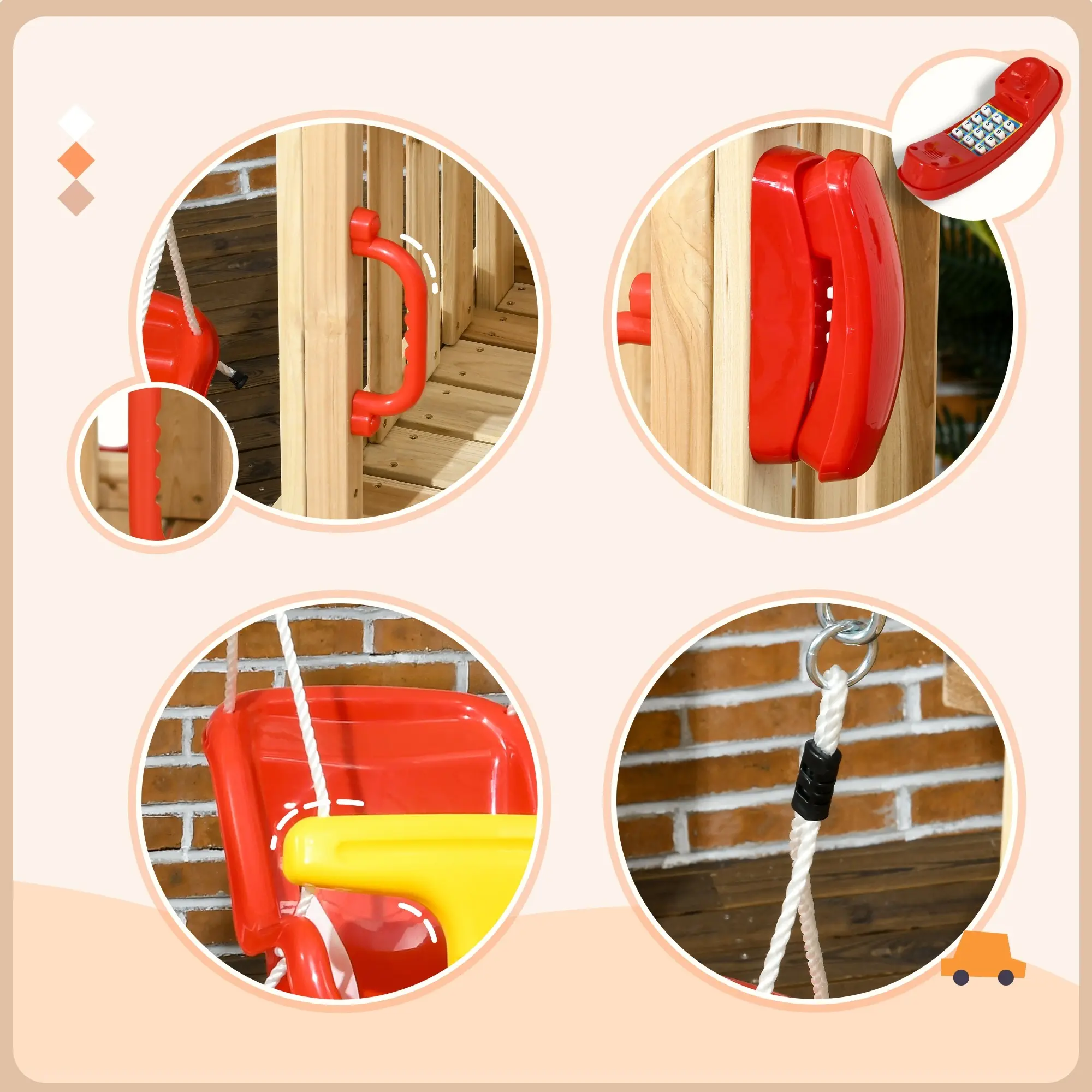 Игровой комплекс Outsunny 344-070V00RD (Natural/Red) - 4