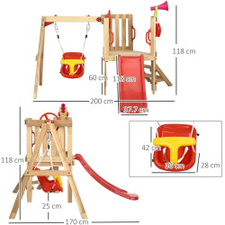 Игровой комплекс Outsunny 344-070V00RD (Natural/Red) Thumb