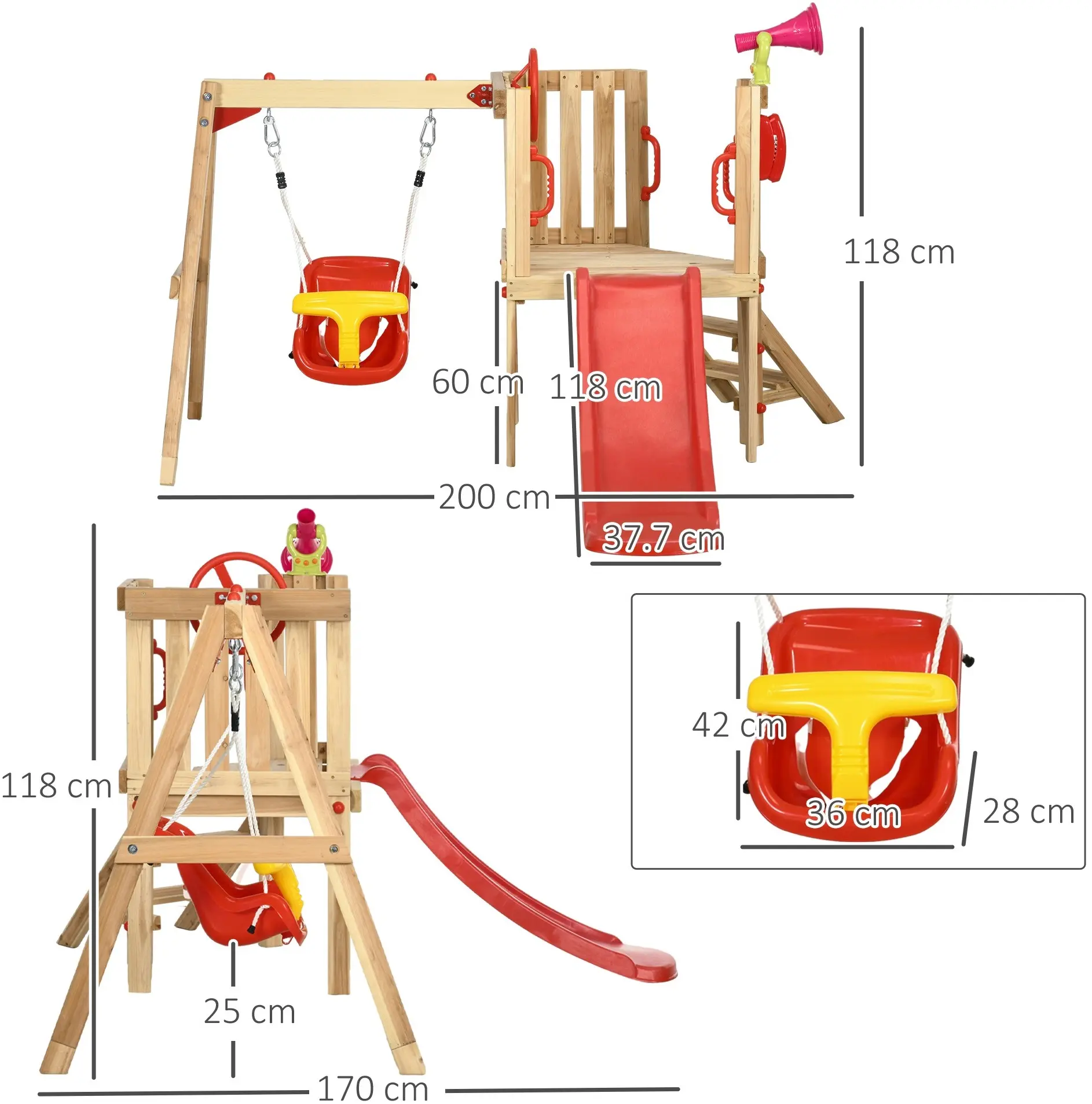 Игровой комплекс Outsunny 344-070V00RD (Natural/Red) - 6