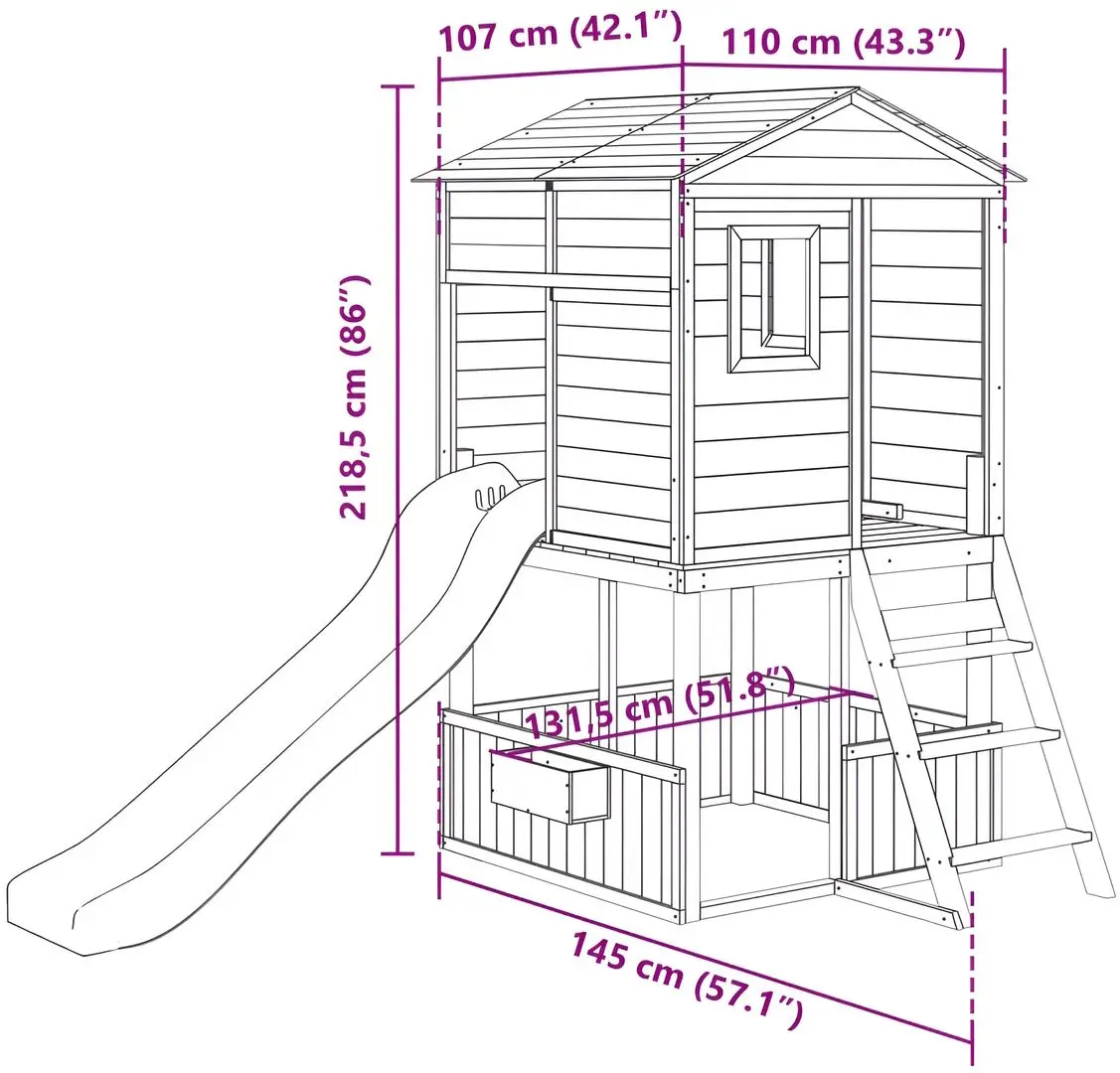 Complex de joacă vidaXL 3145012 (Natural/Grey/Blue)