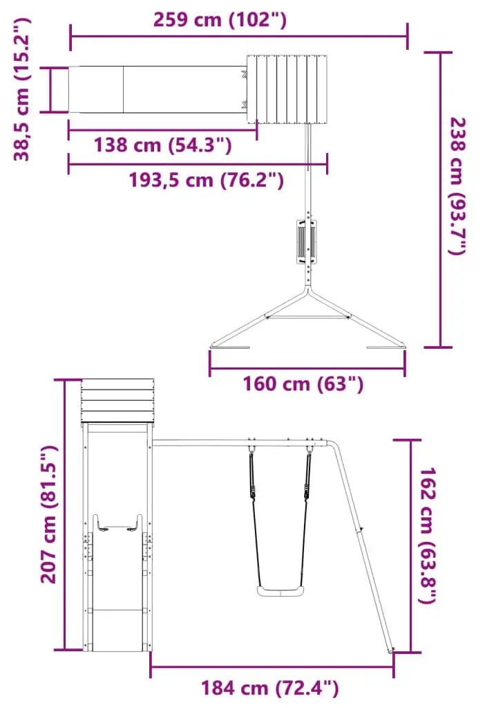 Игровой комплекс VidaXL 3155821 (Natural/Blue)