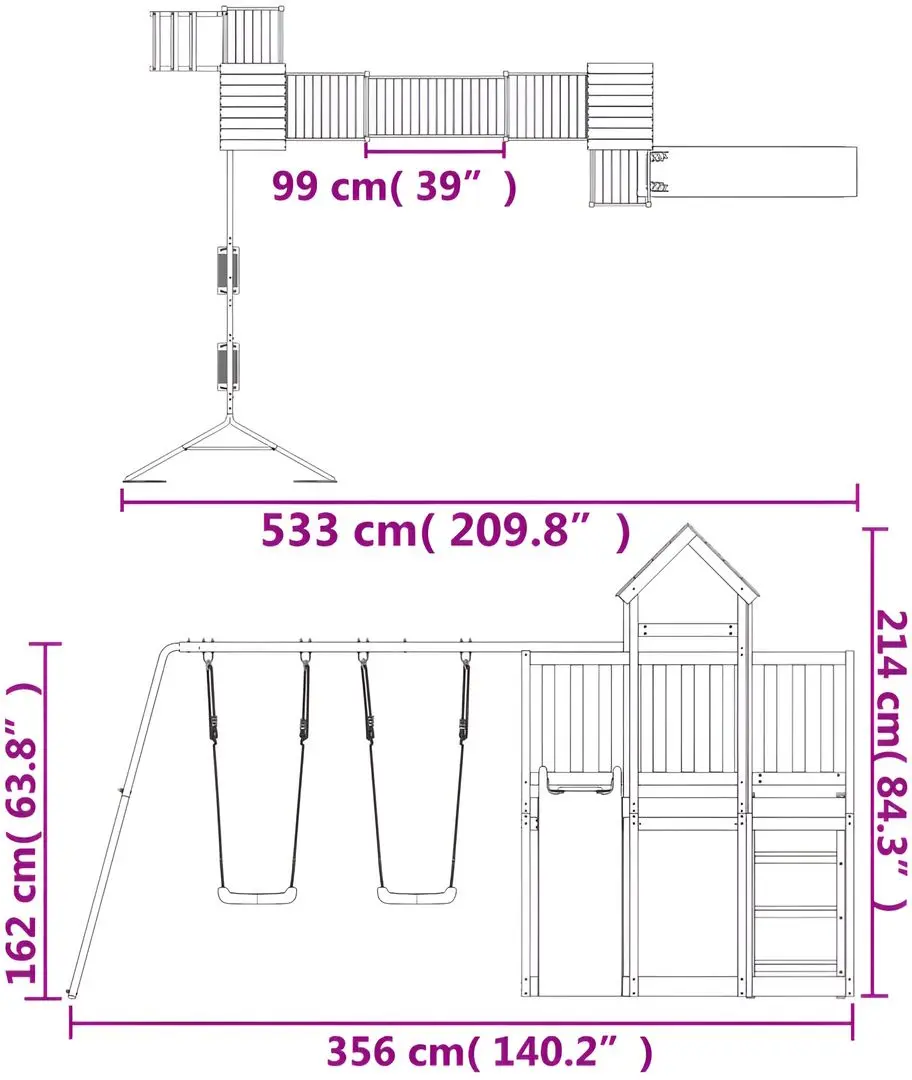 Complex de joacă vidaXL 3155846 (Natural/Blue) - 11