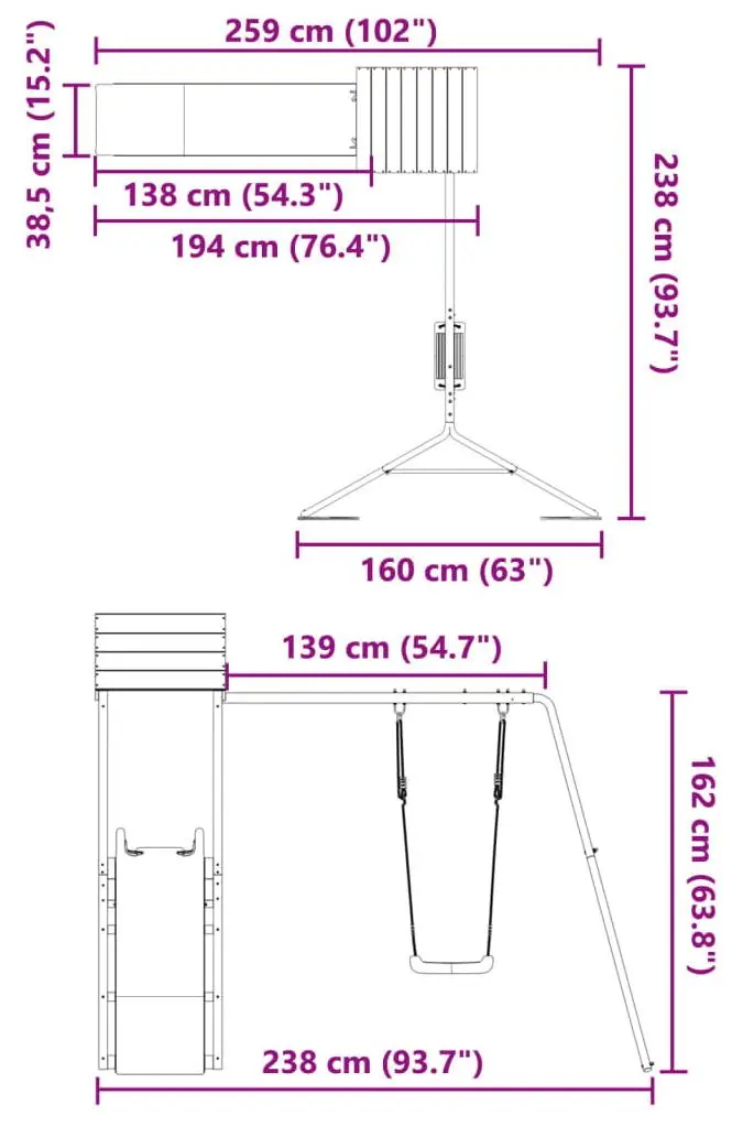 Игровой комплекс VidaXL 3155855 (Natural/Blue)