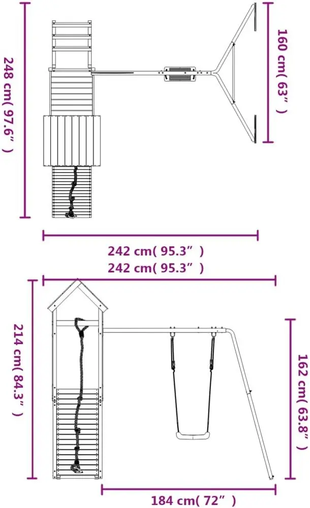 Complex de joacă VidaXL 3155871 (Wood/Blue) - 10
