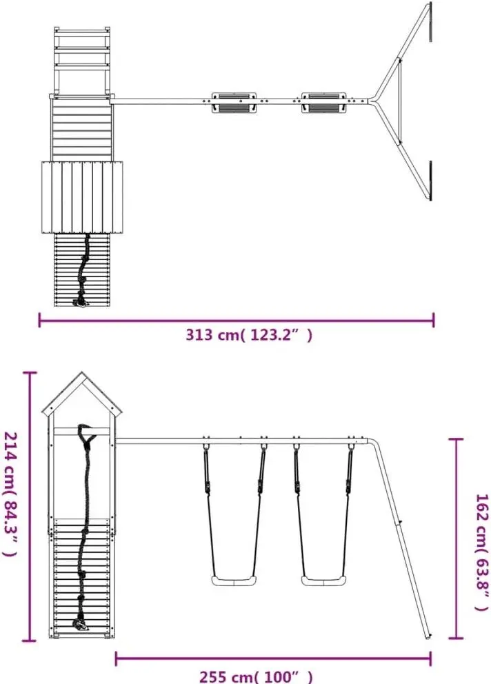 Complex de joacă VidaXL 3155874 (Wood/Blue) - 10