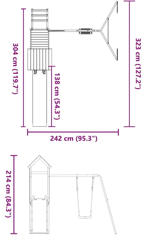 Complex de joaca VidaXL 3155877 (Natural/Blue)