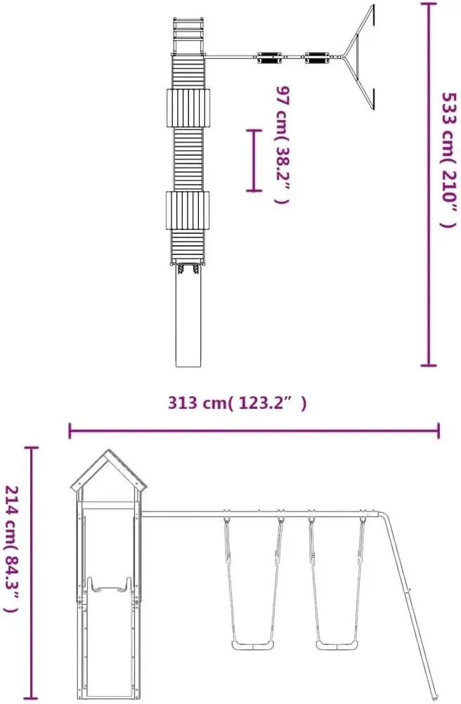 Complex de joacă VidaXL 3155882 (Wood/Blue) - 9