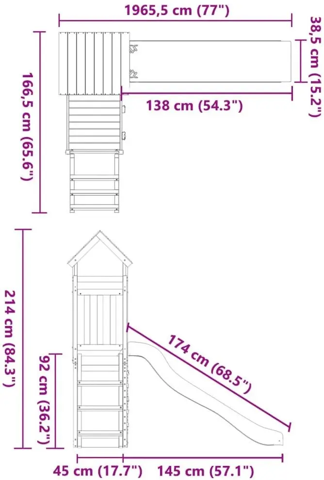Complex de joacă VidaXL 3155888 (Wood/Blue)