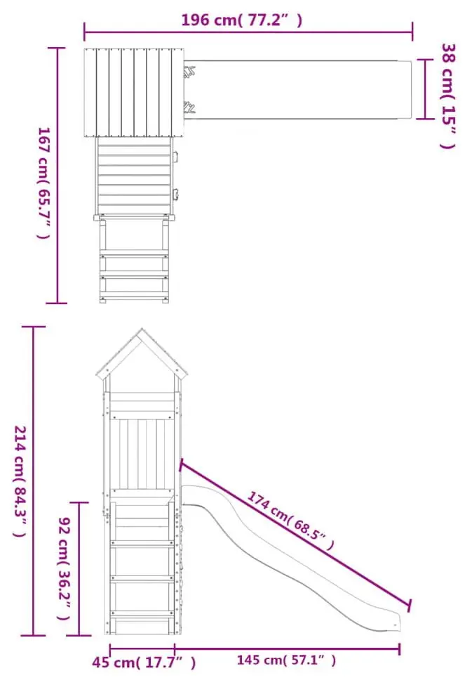 Complex de joaca VidaXL 3155889 (Natural/Blue)