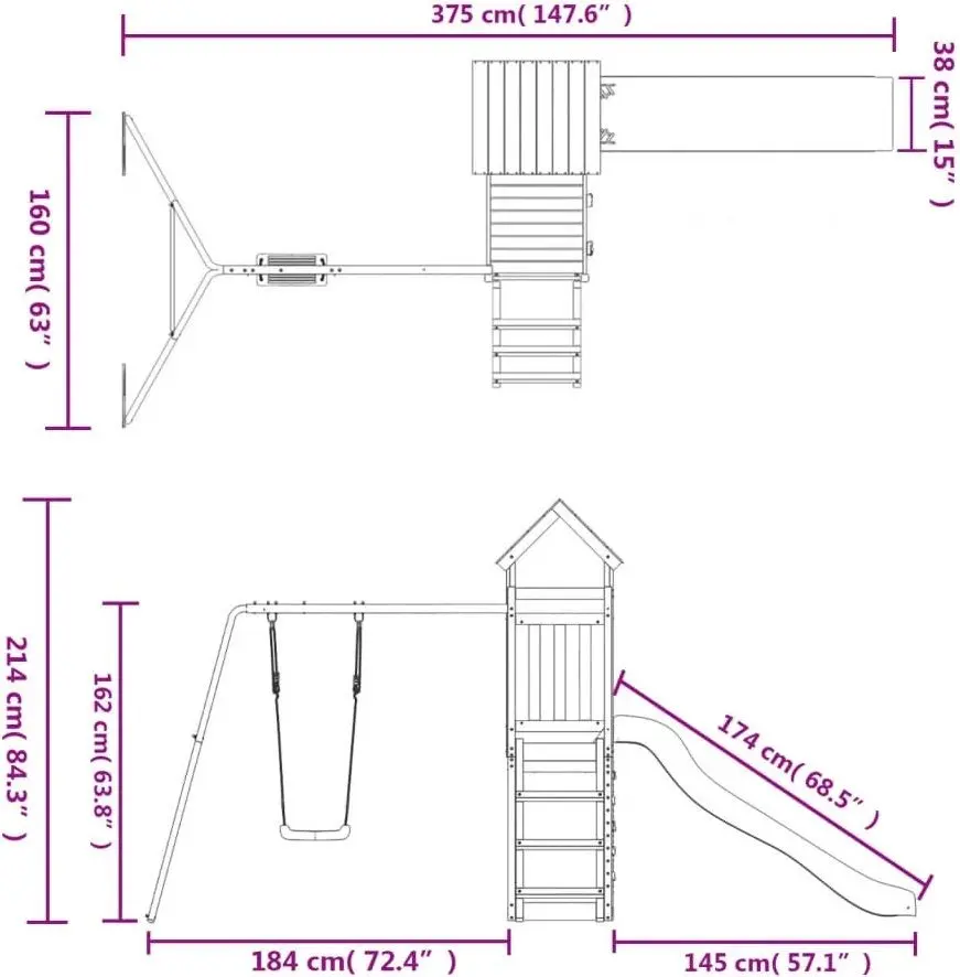 Complex de joacă VidaXL 3155891 (Wood/Blue)