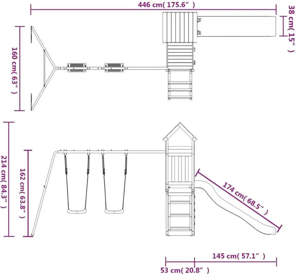 Complex de joacă VidaXL 3155894 (Wood/Blue)