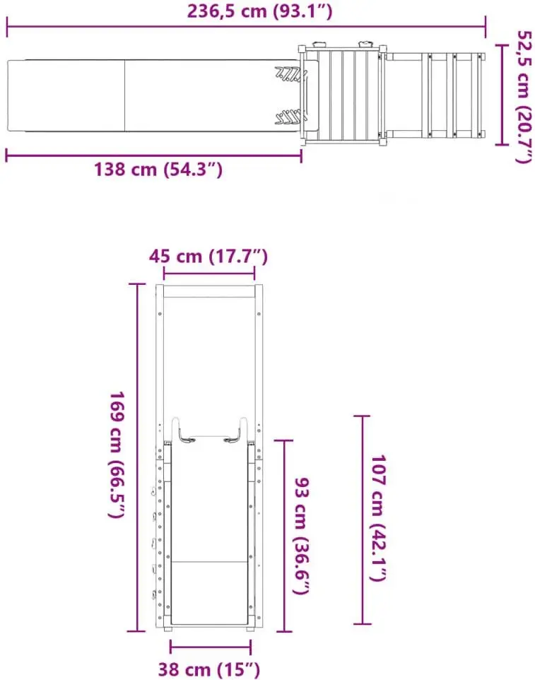 Complex de joacă VidaXL 3155914 (Wood/Blue) - 8