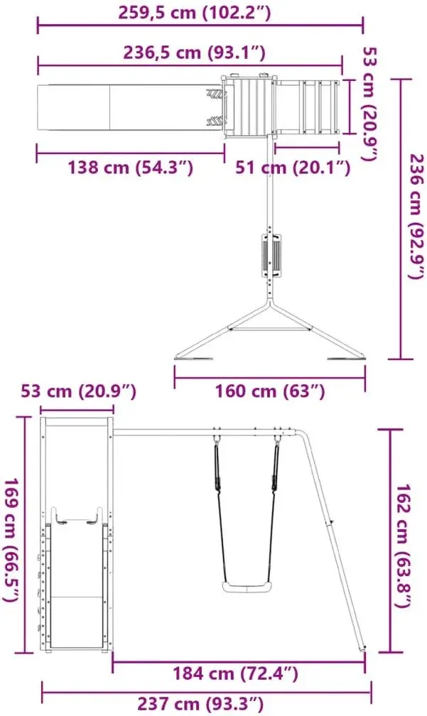 Complex de joacă VidaXL 3155926 (Wood/Blue)