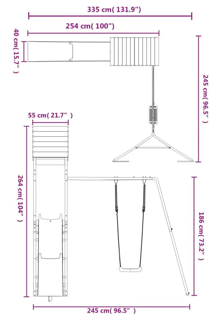Игровой комплекс VidaXL 3156907 (Blue/Natural)