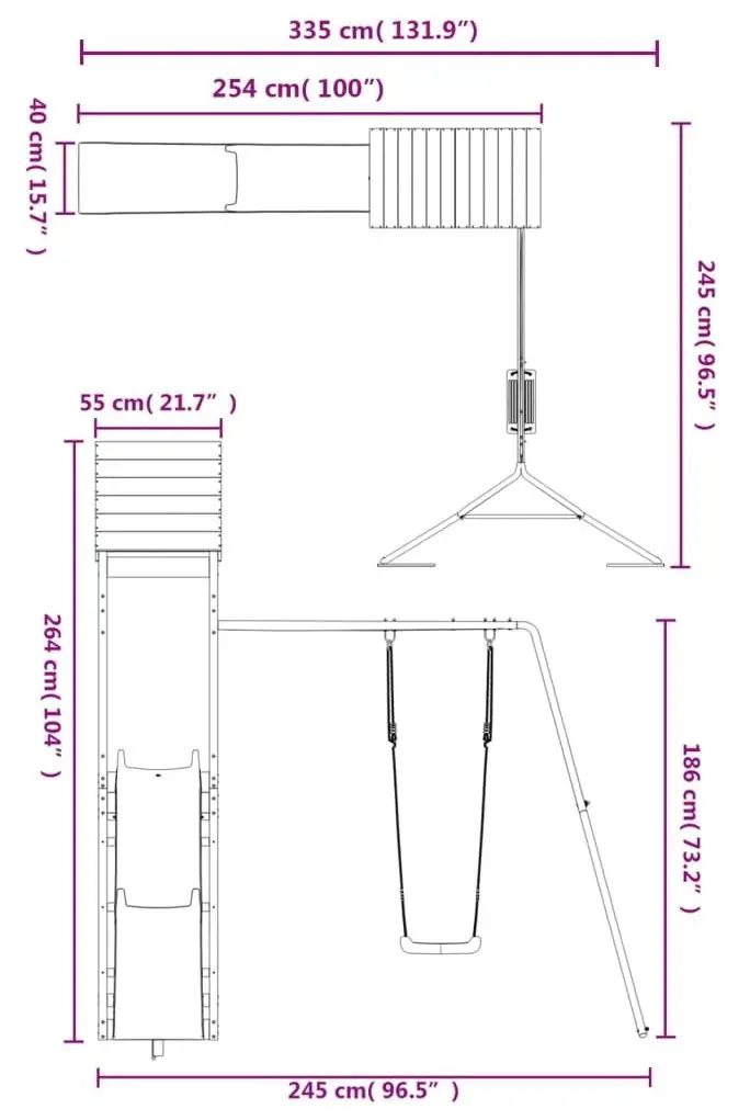 Complex de joaca VidaXL 3156908 (Blue/Natural)
