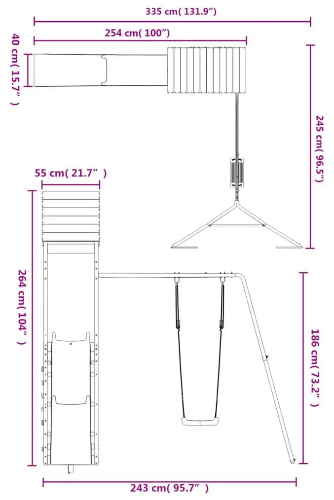 Complex de joaca VidaXL 3156929 (Blue/Natural)