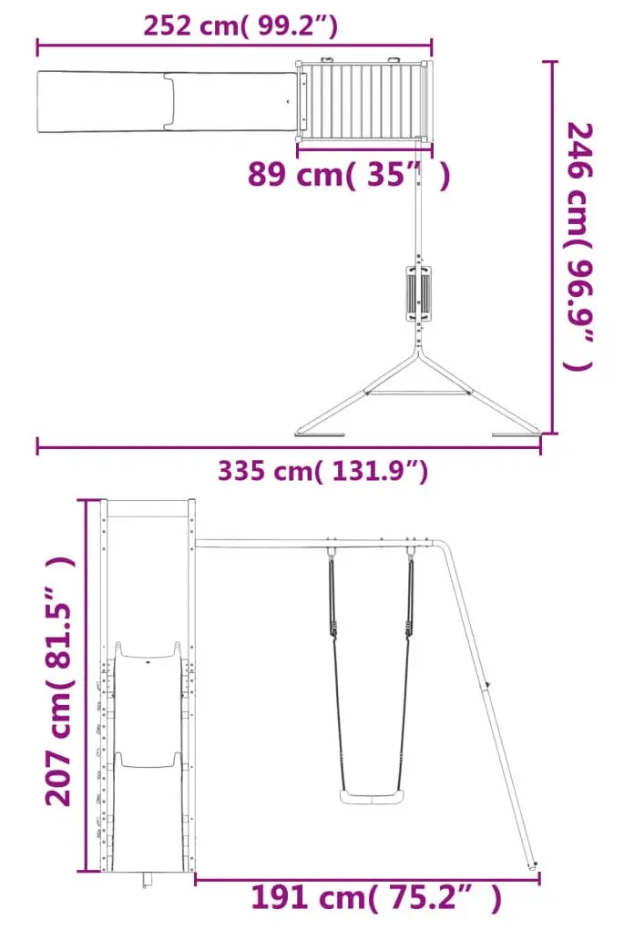 Complex de joaca VidaXL 3157003 (Blue/Natural)