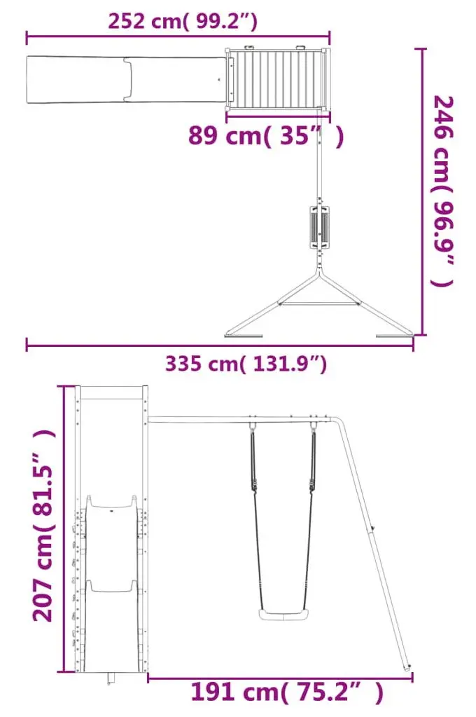 Complex de joaca VidaXL 3157004 (Blue/Natural)