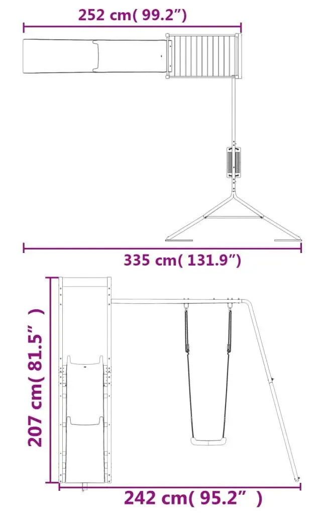 Complex de joaca VidaXL 3157033 (Blue/Natural)
