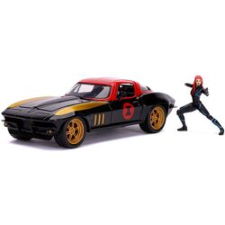 Игровой набор Dickie Marvel Black Widow 1966 Chevy Corvette 253225014 (Black/Red)