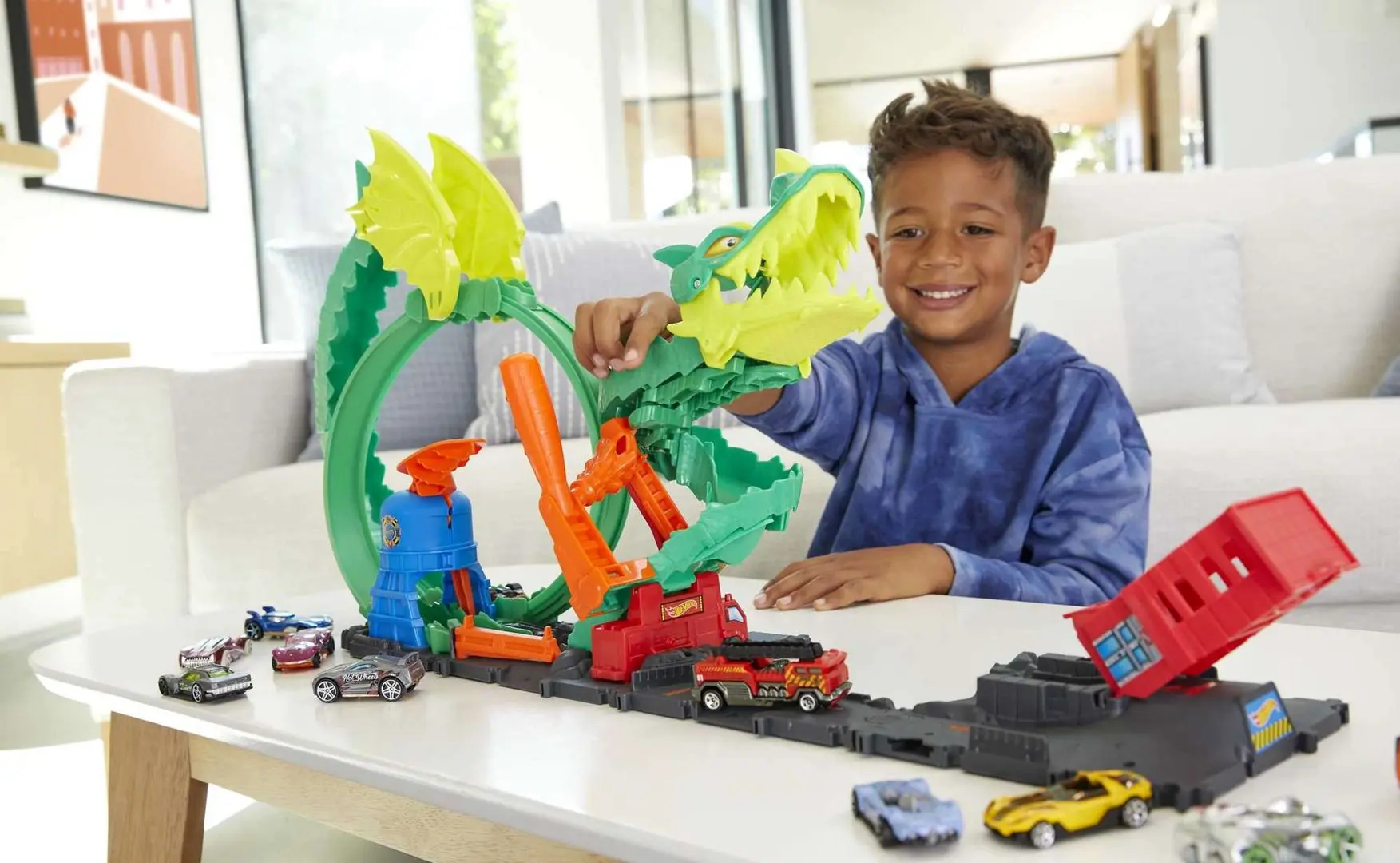 Set de joaca Hot Wheels City Dragon Drive Firefight (Green) - 6
