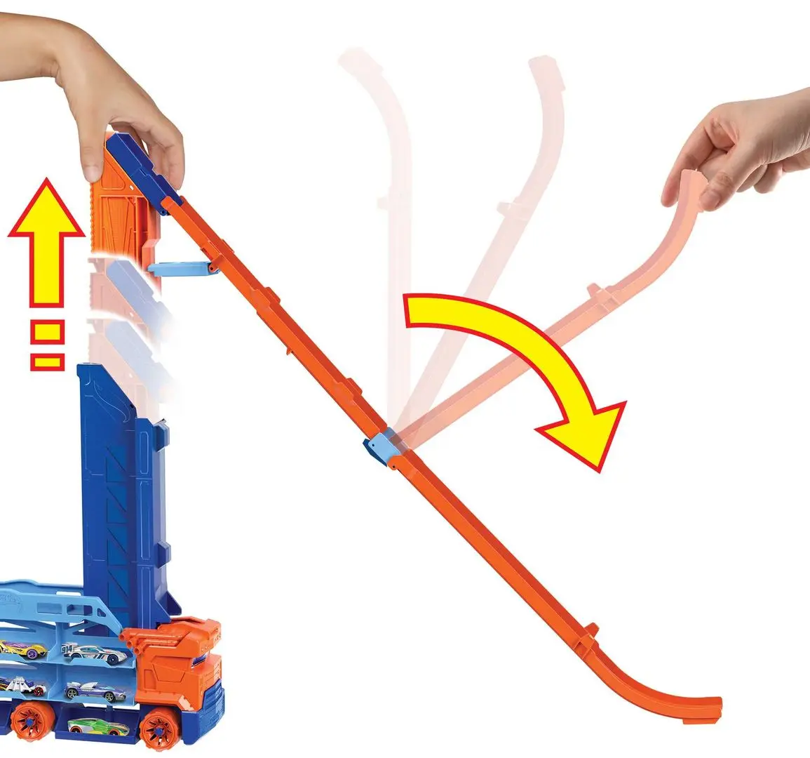 Set de joaca Hot Wheels City Speed Drop Transport Hauler (Orange/Blue) - 3