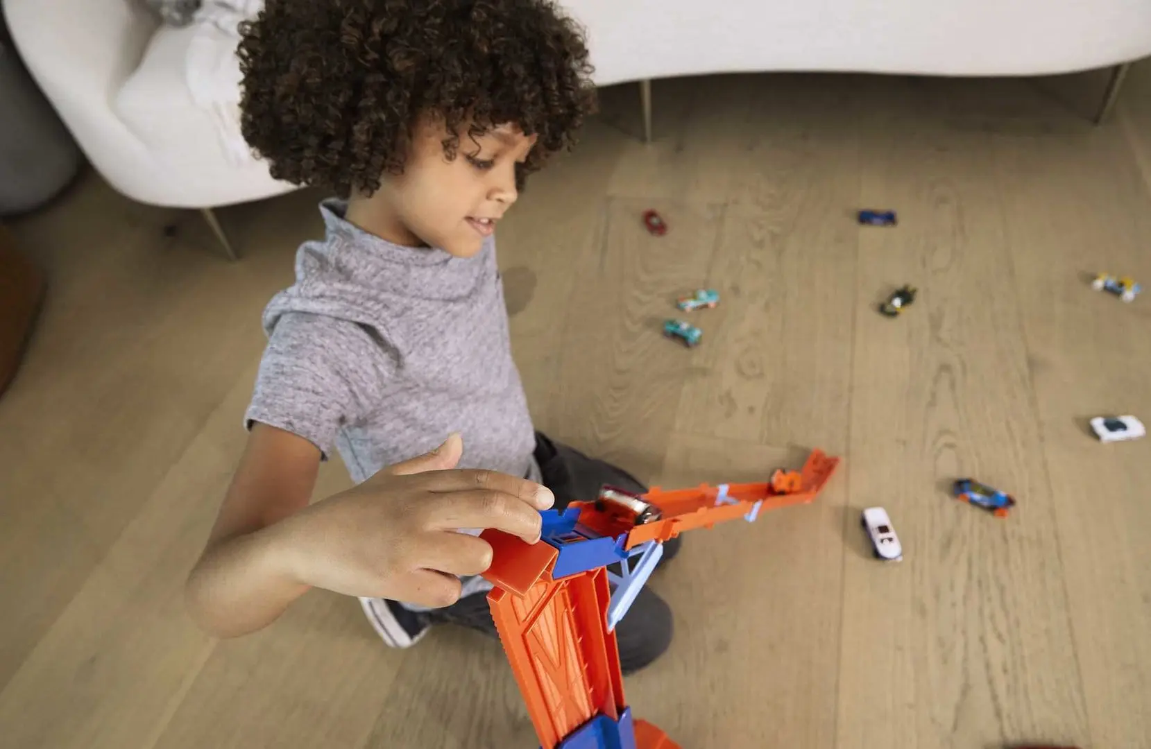 Set de joaca Hot Wheels City Speed Drop Transport Hauler (Orange/Blue) - 4