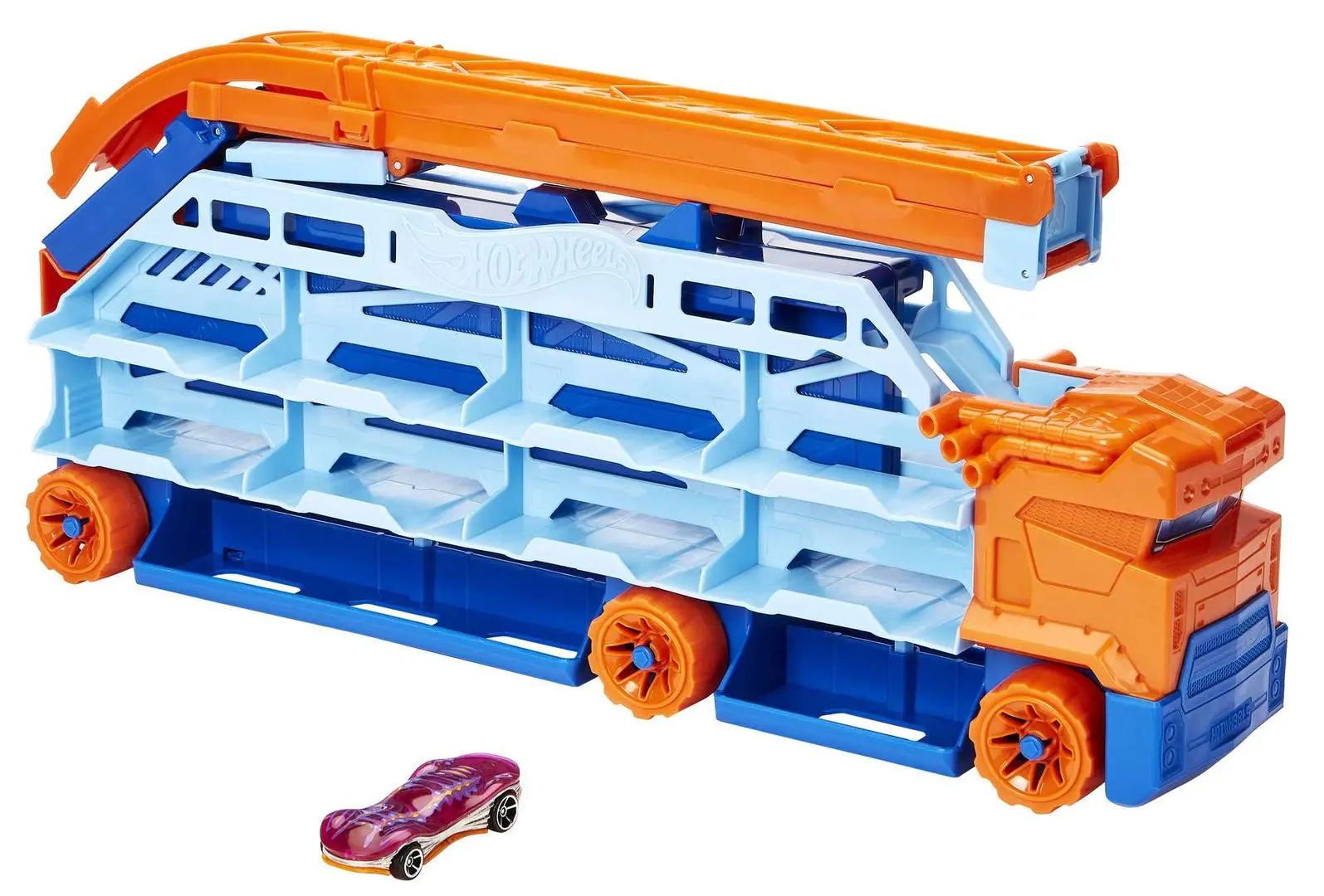 Set de joaca Hot Wheels City Speed Drop Transport Hauler (Orange/Blue)