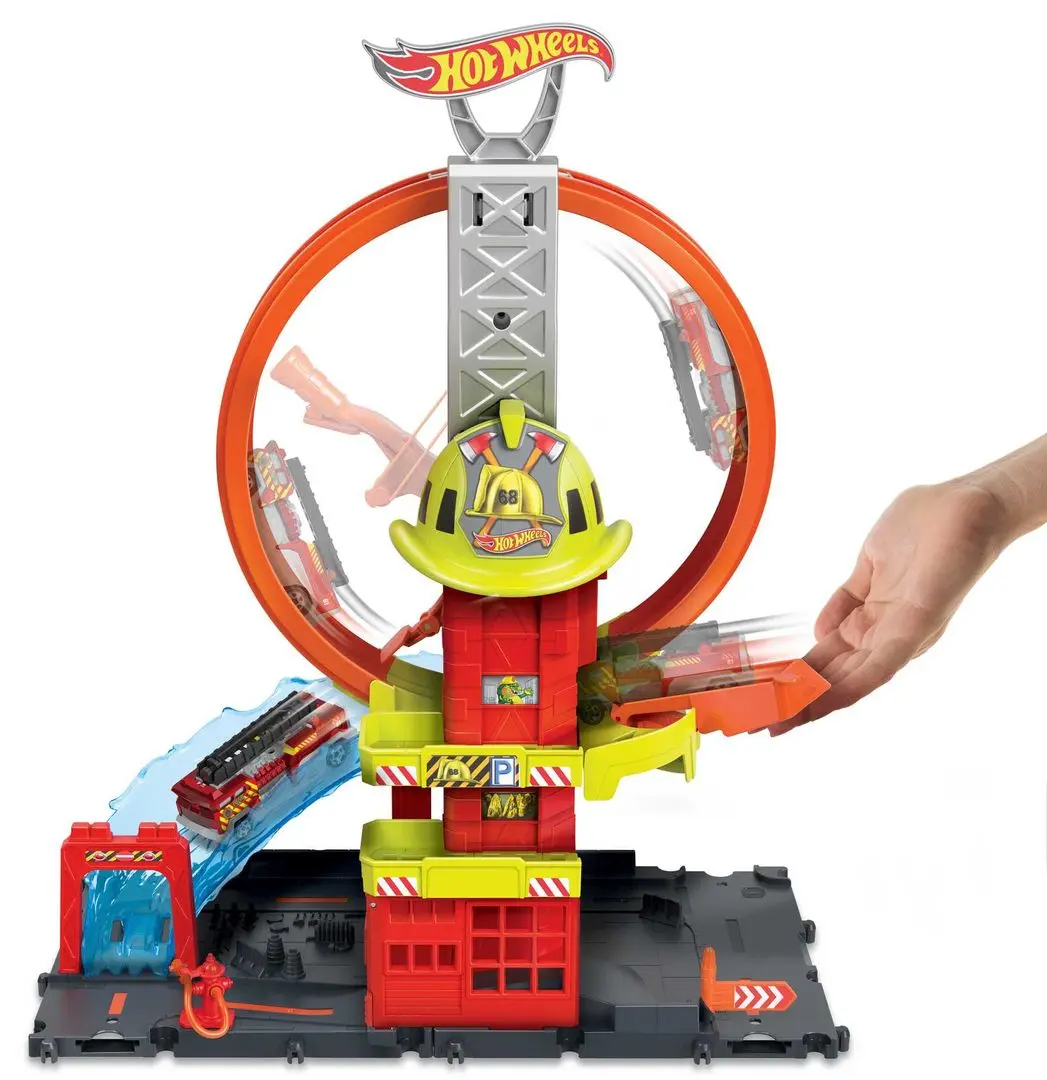 Set de joaca Hot Wheels City Super Loop Fire Station (Orange/Red)