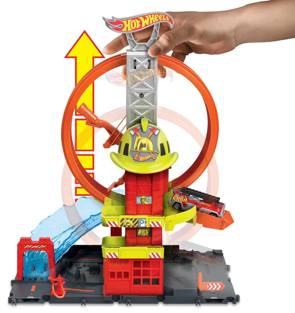 Set de joaca Hot Wheels City Super Loop Fire Station (Orange/Red)