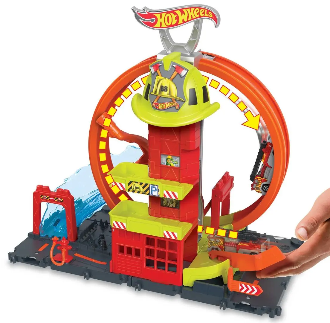 Set de joaca Hot Wheels City Super Loop Fire Station (Orange/Red)