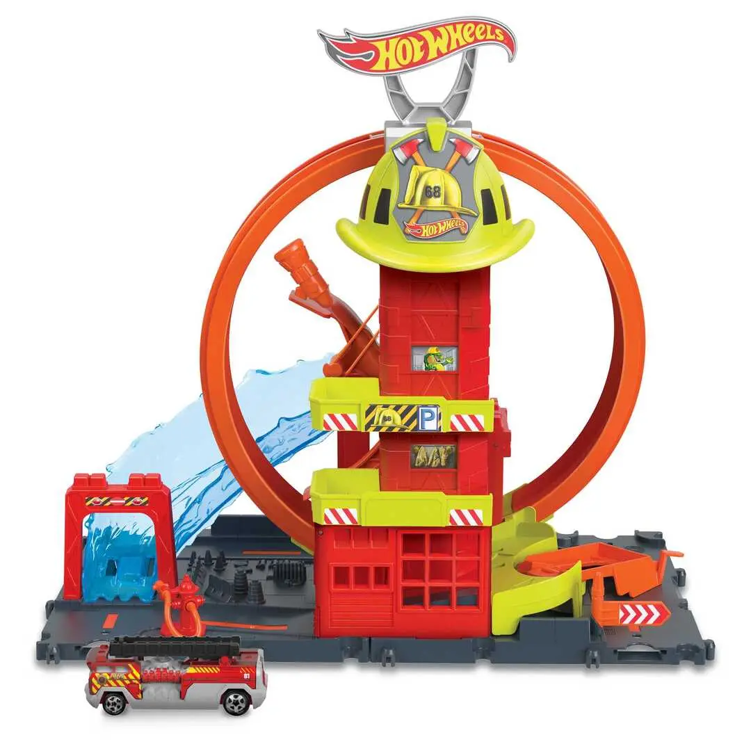 Set de joaca Hot Wheels City Super Loop Fire Station (Orange/Red)