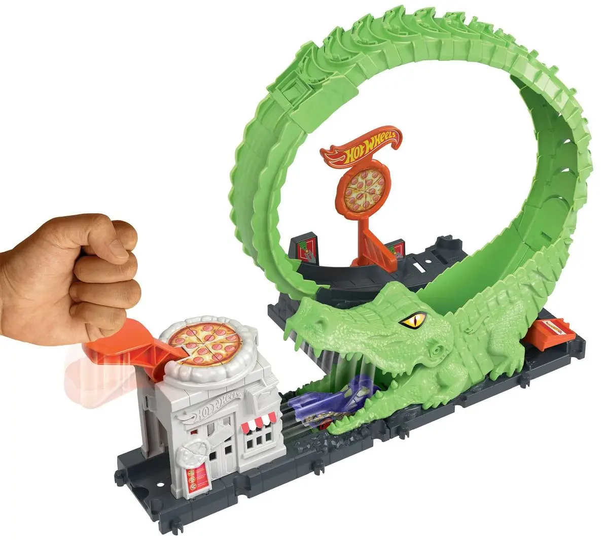 Set de joaca Hot Wheels Gator Loop Pizza Place (Green)