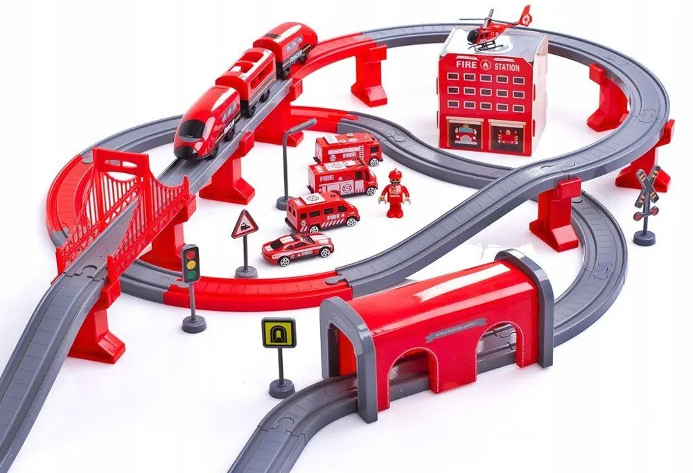 Игровой набор LeanToys DIY Track Fire Rescue Train (Red)