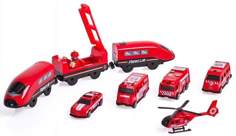 Игровой набор LeanToys DIY Track Fire Rescue Train (Red)