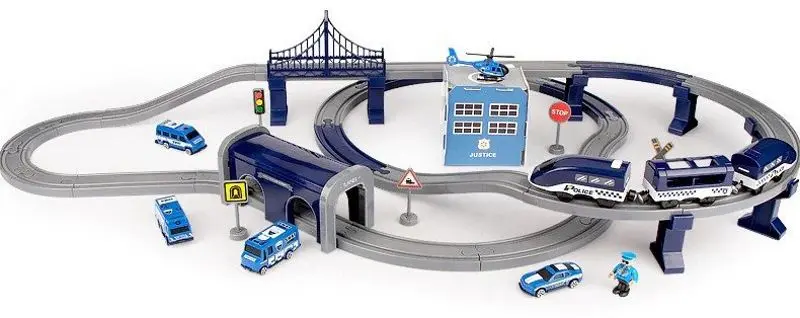Set de joaca LeanToys DIY Track Police Train (Blue)