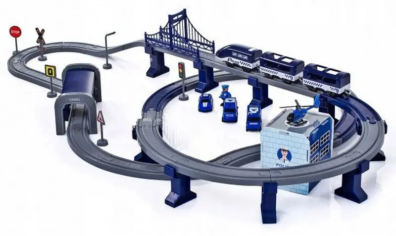Set de joaca LeanToys DIY Track Police Train (Blue)