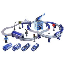 Set de joaca LeanToys DIY Track Police Train (Blue)