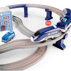 Set de joaca LeanToys DIY Track Police Train (Blue) Thumb