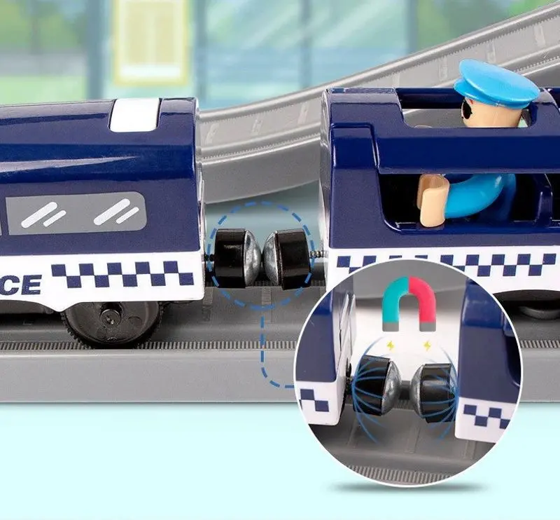 Set de joaca LeanToys DIY Track Police Train (Blue)