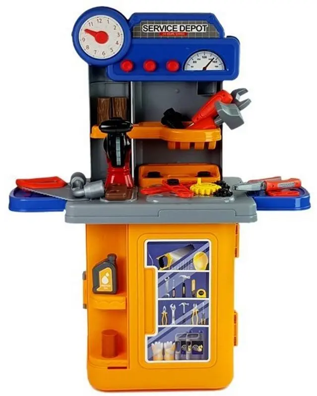 Set de joaca LeanToys Mobile Tool Table (Orange/Blue)