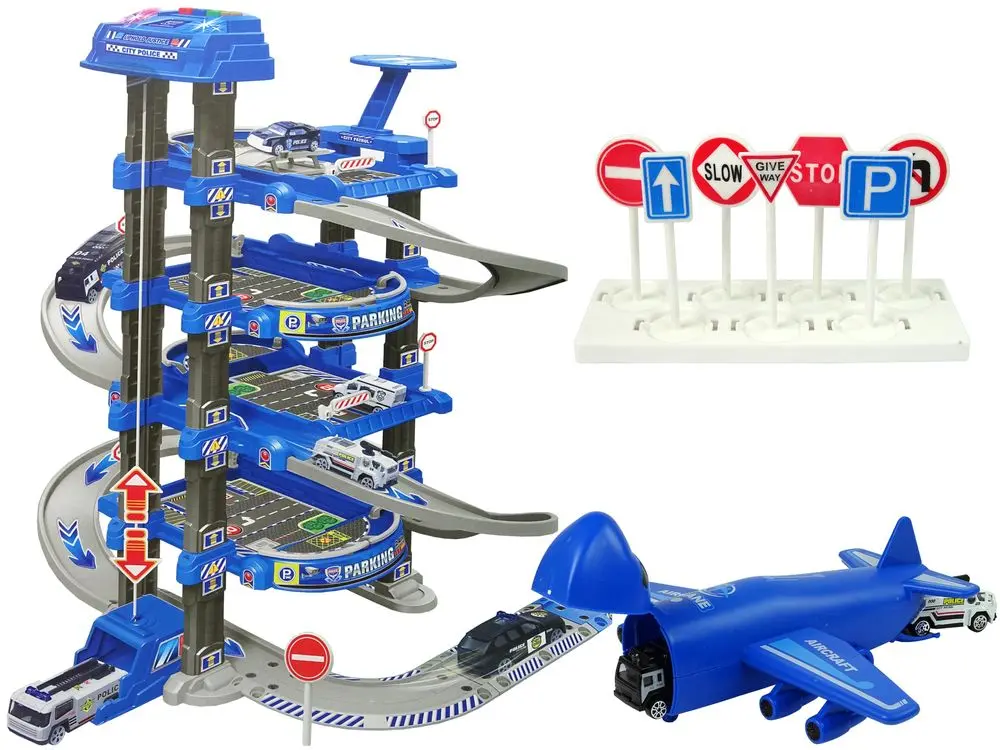 Set de joaca LeanToys Police Car Park (Blue/Grey)