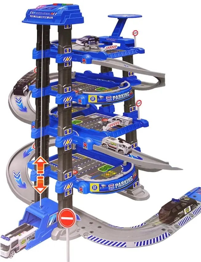 Set de joaca LeanToys Police Four Level Car Park (Blue)