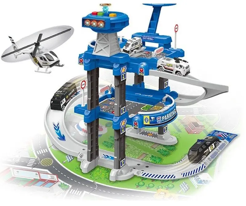 Set de joaca LeanToys Police Parking (White/Blue)