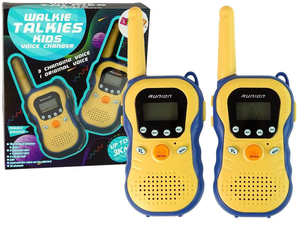 Set radiouri pentru copii LeanToys Walkie Talkies 15679 (Yellow)