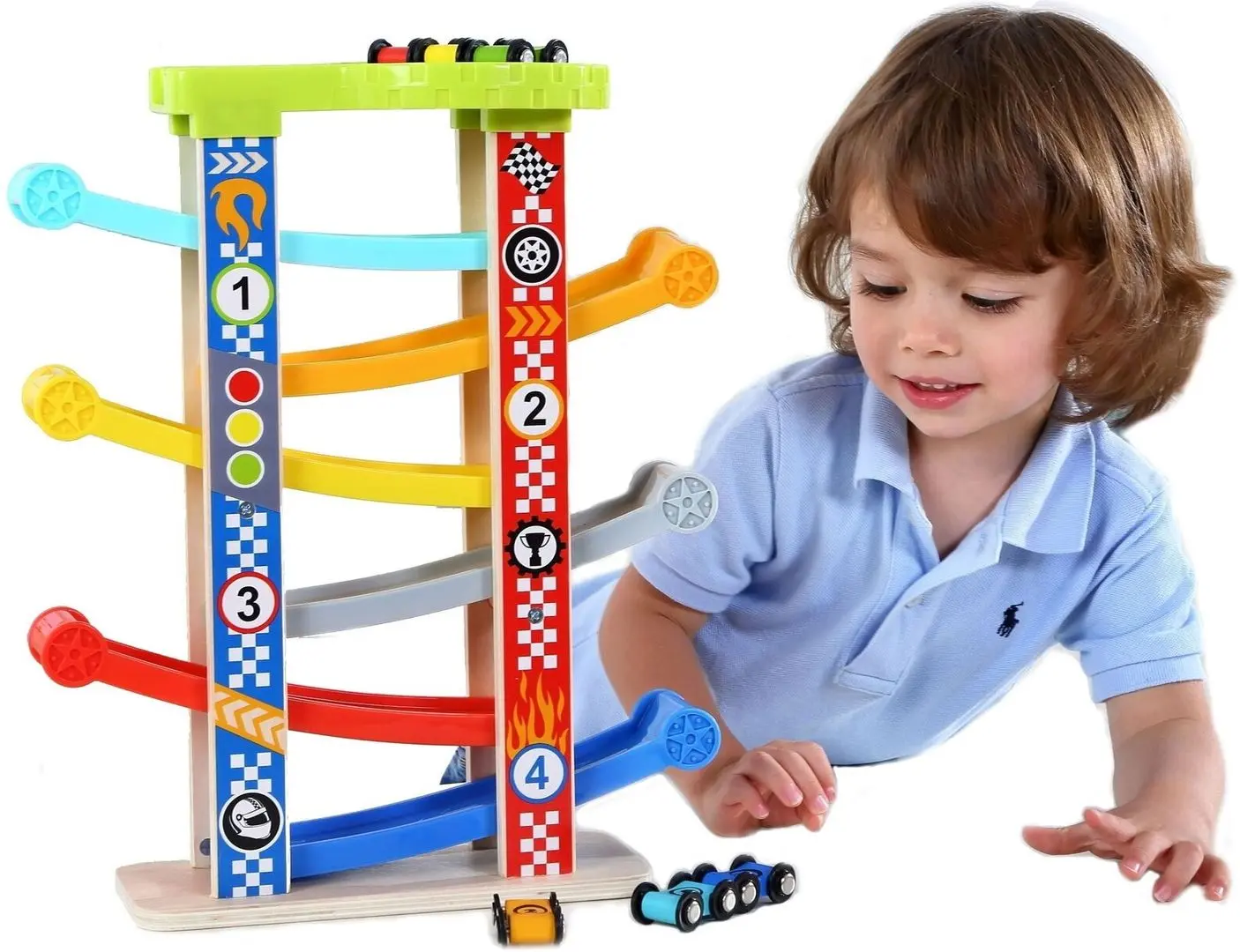 Set de joaca Tooky Toy Sliding Tower Car Run Large (Multicolor) - 3