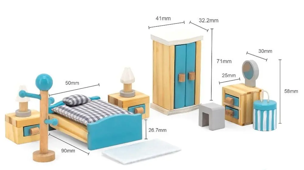 Set de joaca Viga Toys Main Bedroom 44035 (Natural/Blue)