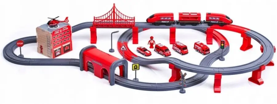 Игровой набор Woopie Diy Track Fire Rescue Train (Red/Grey)