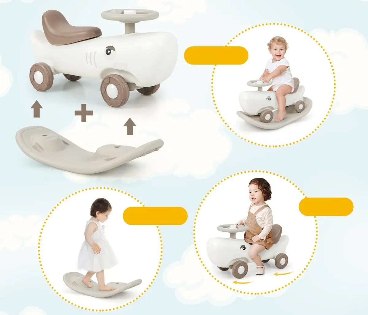 Jucarie-balansoar 3in1 Costway UY10060WH (White) - 2