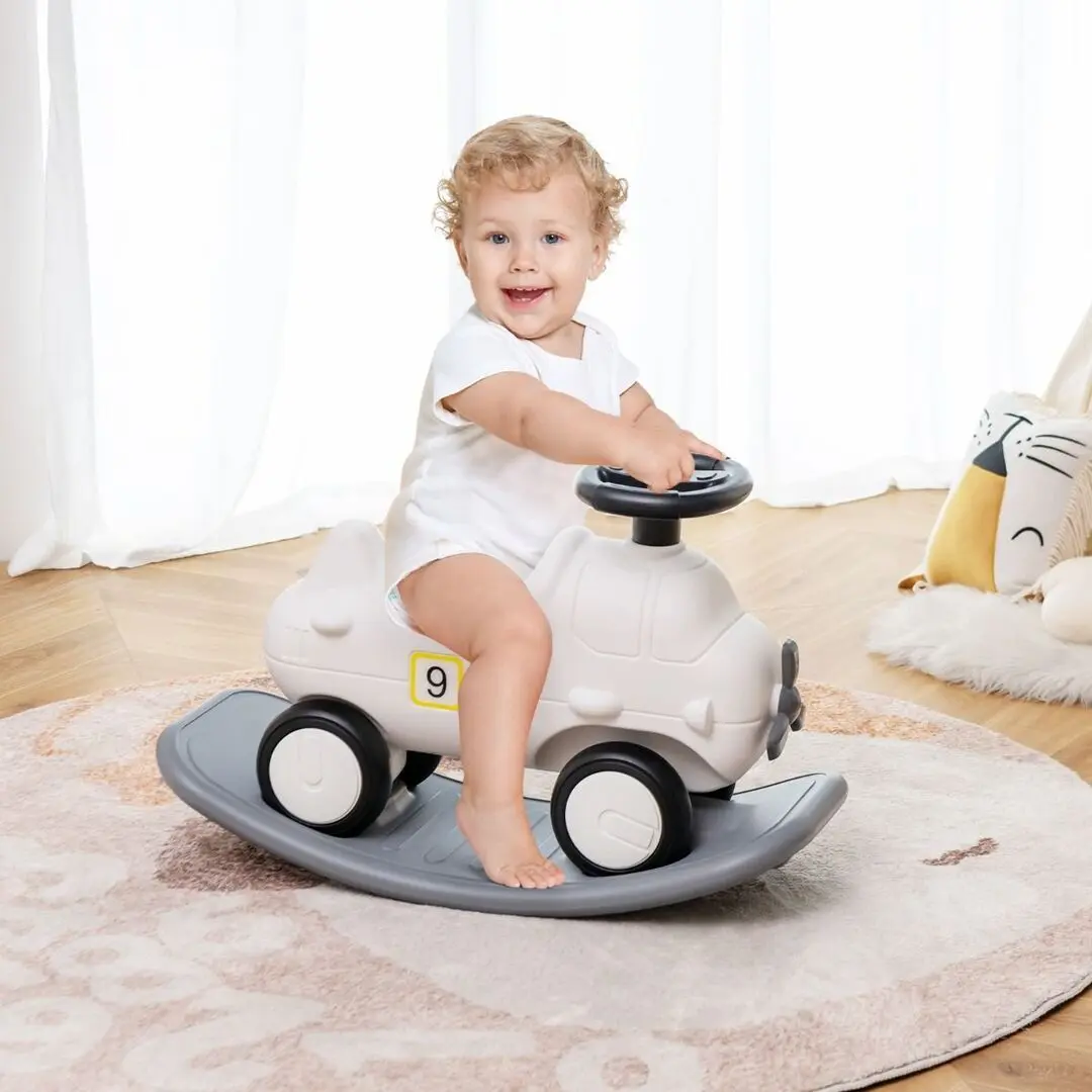 Игрушка-качалка 3в1 Costway UY10071 (White/Grey) - 4